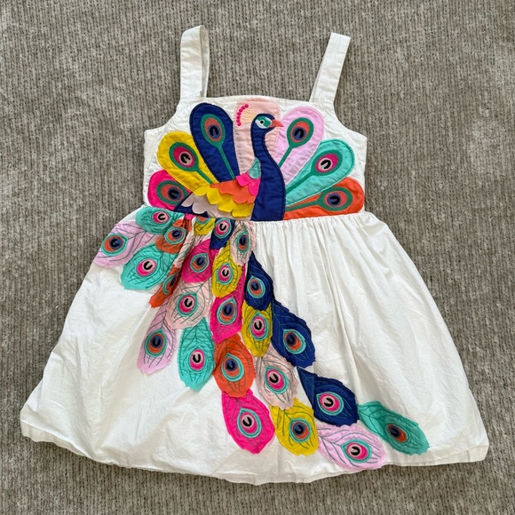 Mini Boden Other - Mini Boden Peacock Appliqué Cotton Dress | 4–5Y (110cm)